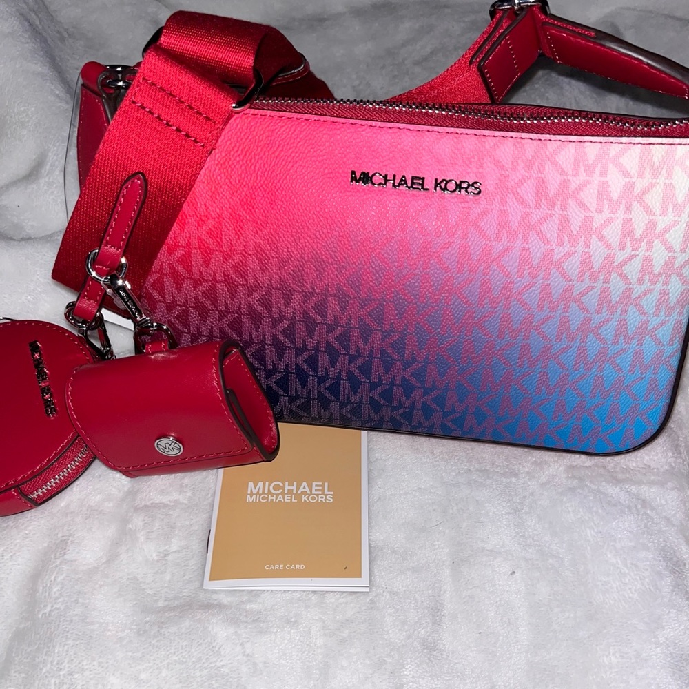 Michael Kors Raspberry and Blue Crossbody Bag